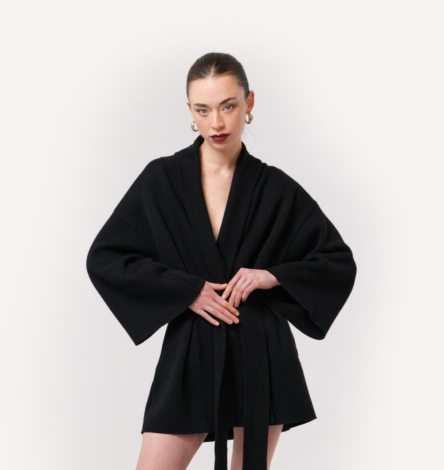 Timeless Exclusive Heavy Cashmere Knit-Kimono Black