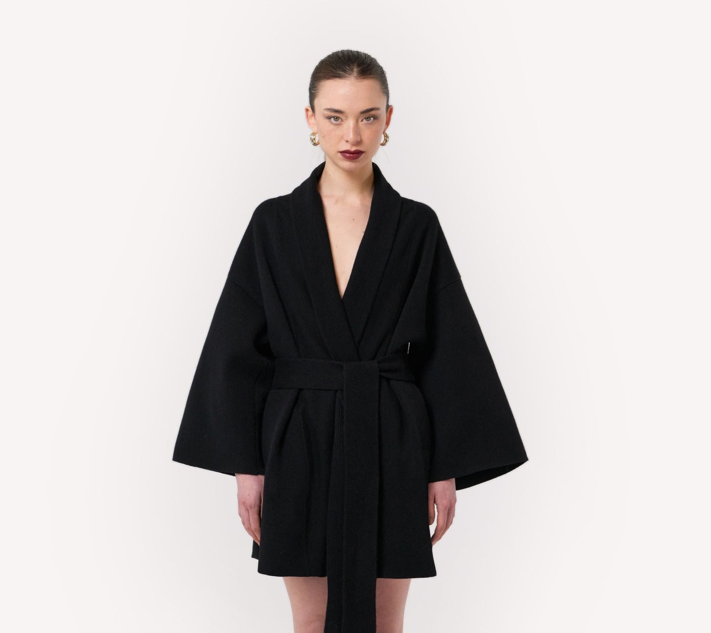 Timeless Exclusive Heavy Cashmere Knit-Kimono Black